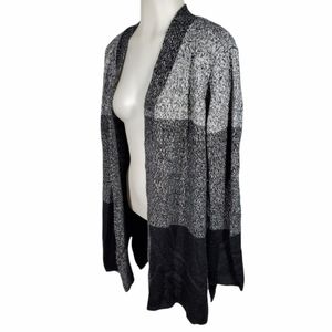 ALLIE & ROB Petite Long Greyscale Block Cardigan M